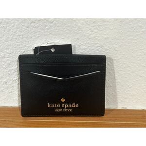 Kate Spade New York Black Staci Saffiano Small Slim Card Case NWT